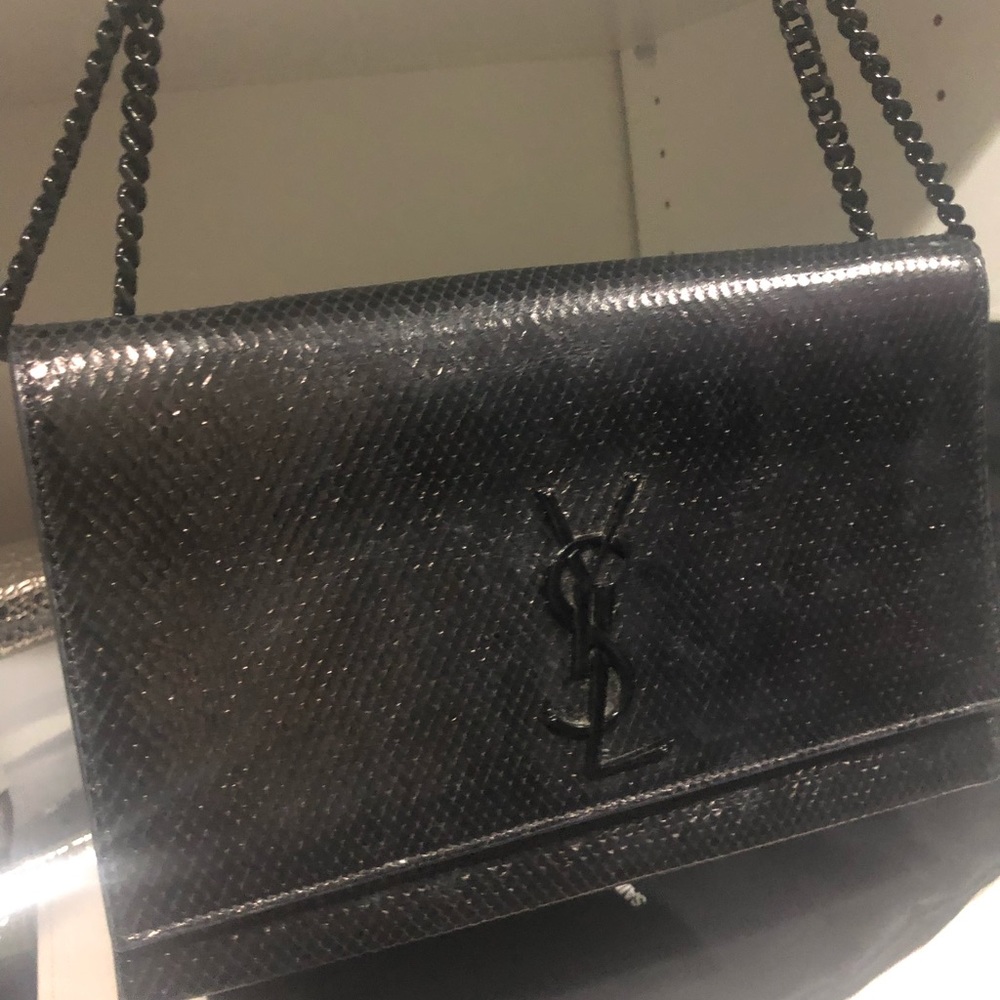 Saint Lauren Black Python Kate Shoulder Bag